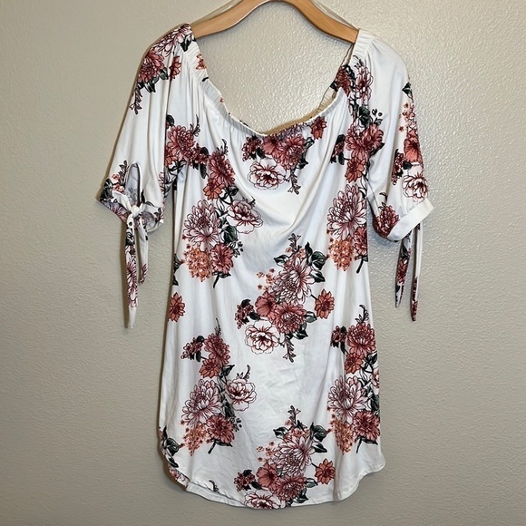 FLORAL Off the Shoulder Floral Mini Dress - Picture 1 of 10